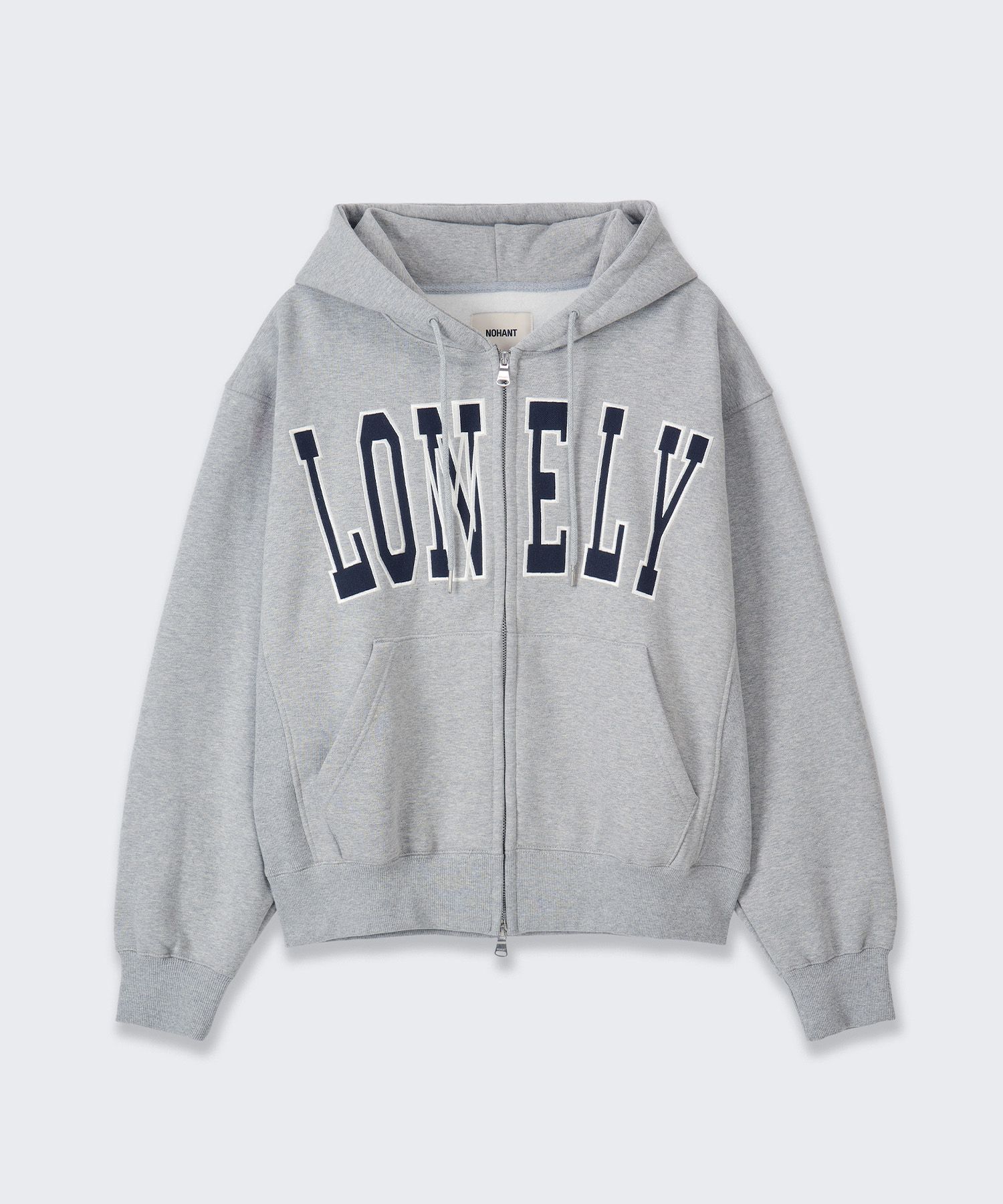 MUSINSA公式 | NOHANT LONELY/LOVELY FLUFF HOODIE ZIP-UP GRAY NAVY