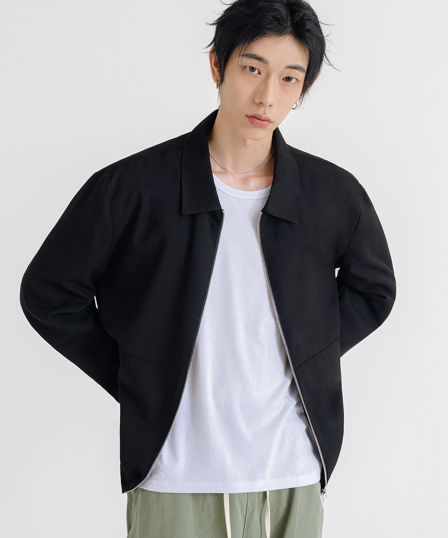 MUSINSA | LEMAIN SECOND Minimal Oversized Two-Way Jacket [Black]