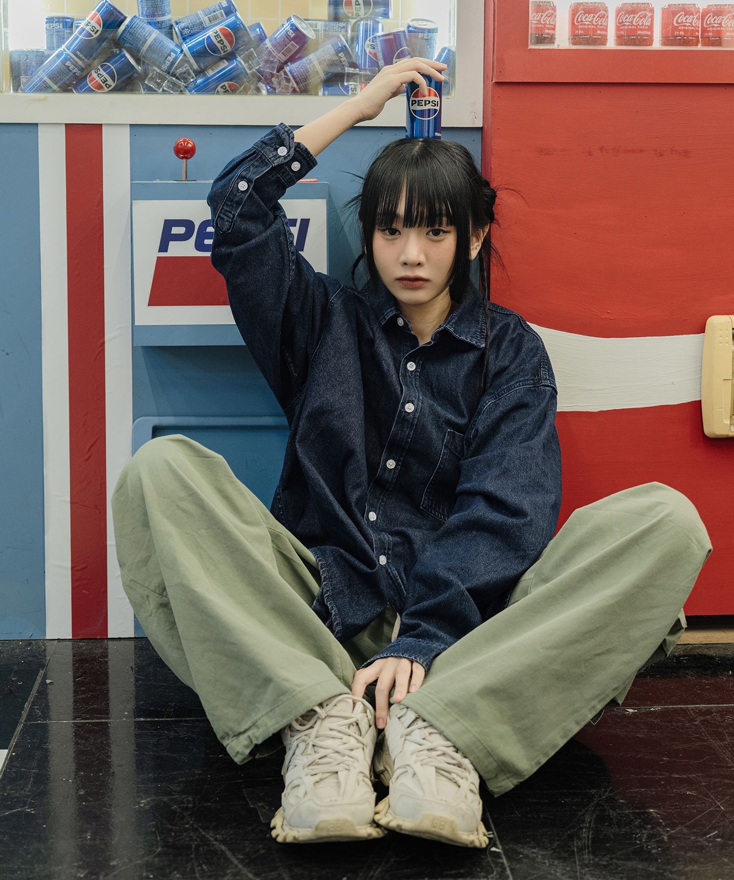 MUSINSA | LEMAIN SECOND City Boy Overfit Washed Denim Shirt [Indigo]