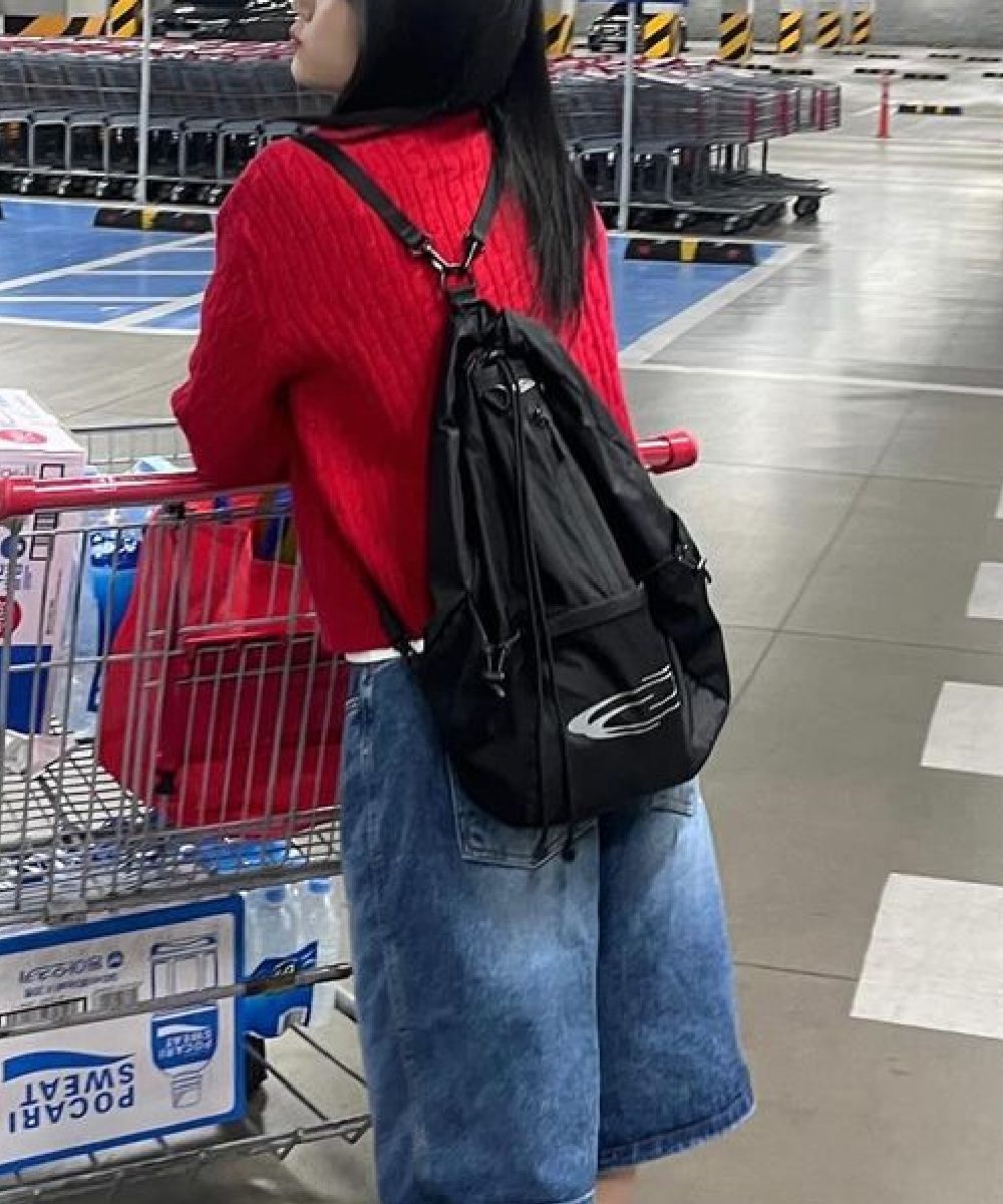 MUSINSA公式 | OPENING PROJECT Mesh Pocket String Bag - Black