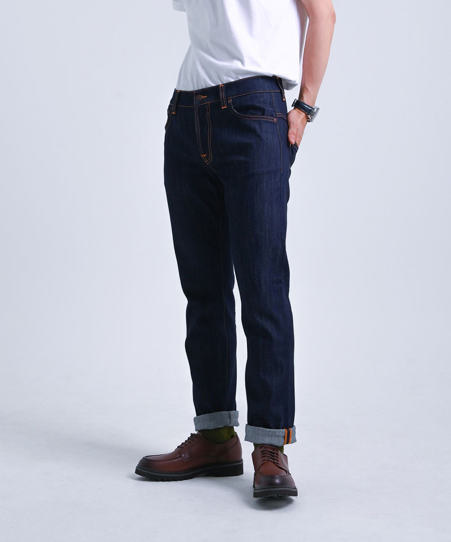 NUDIEJEANS 얇은 진 스트레이트 팬츠