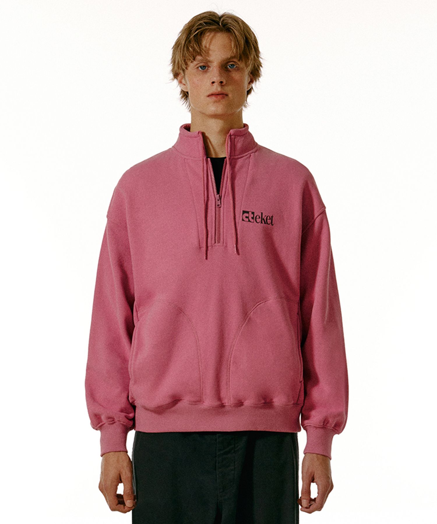 MUSINSA公式 | TEKET Plan Half Zip-Up Sweatshirt Pink
