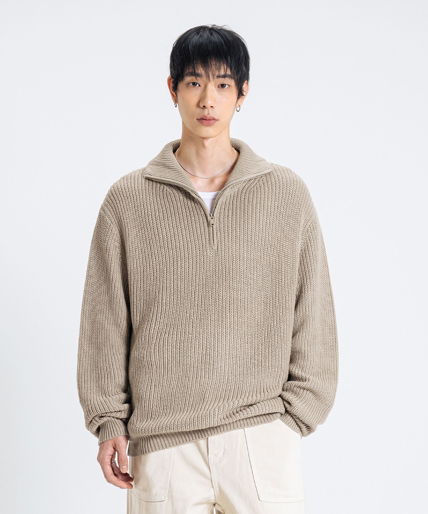 MUSINSA | LEMAIN SECOND Overfit volume washable half zip-up hachi