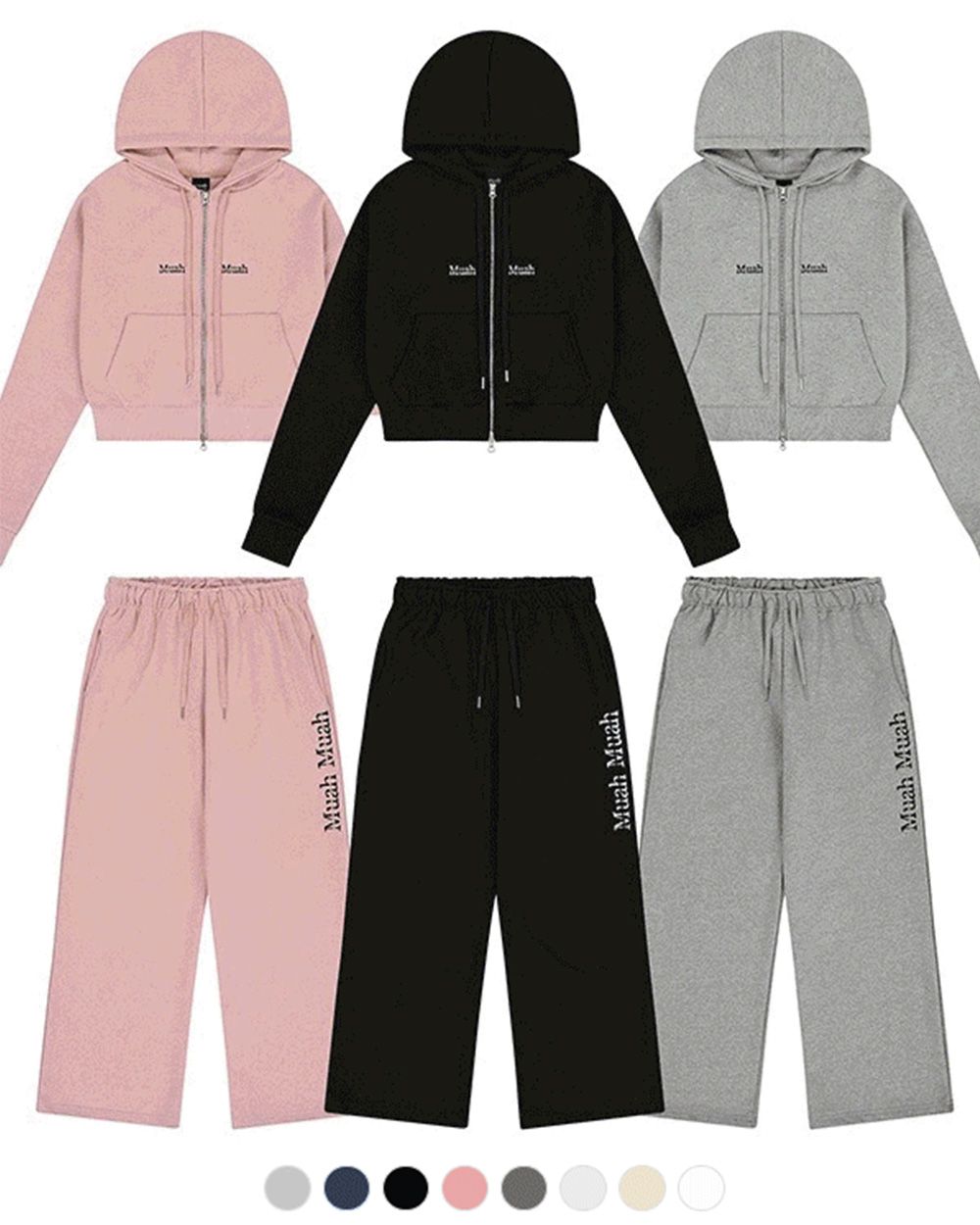 MUSINSA公式 | MUAHMUAH [SET] レギュラーフィットフードジップアップ