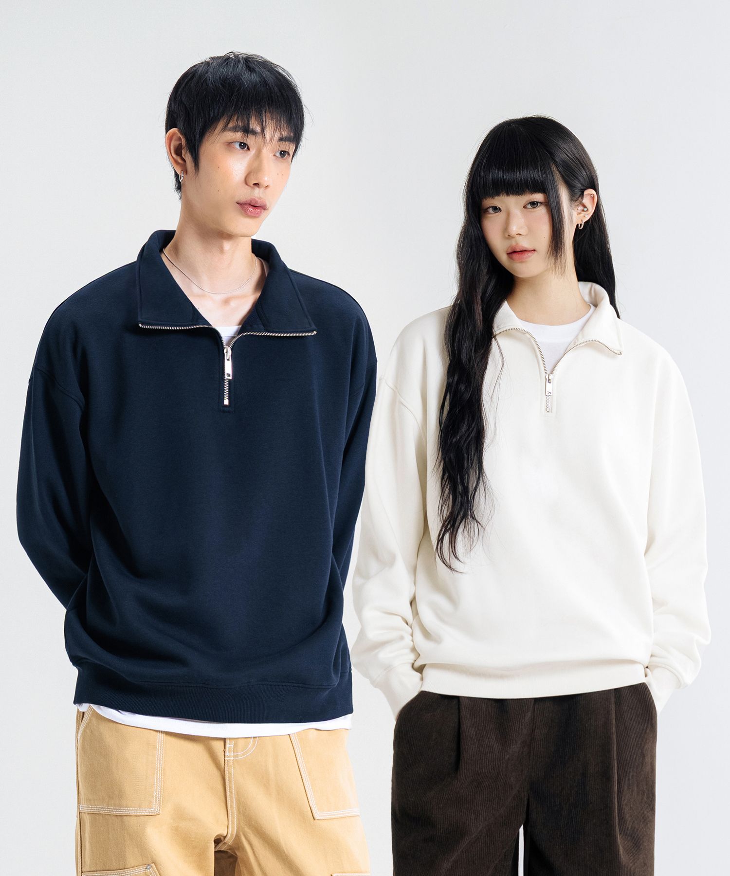 MUSINSA | LEMAIN SECOND [2PACK] OVERFIT HALF ZIP-UP COLLAR NECK