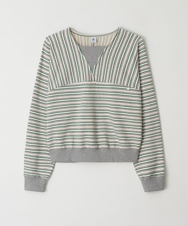 [RONRON]PENDANT V NECK STRIPE スウェットシャツ★新作・25SS★ MUSINSA公式 | RONRON PENDANT V NECK STRIPE SWEATSHIRT BROWN