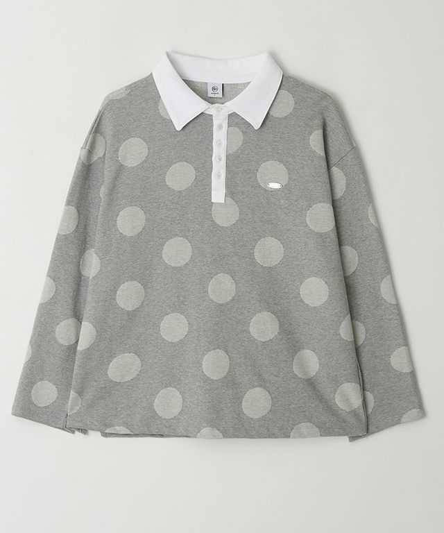 MUSINSA | RONRON BIG DOT RUGBY HENRYNECK COLLAR T SHIRT GREY