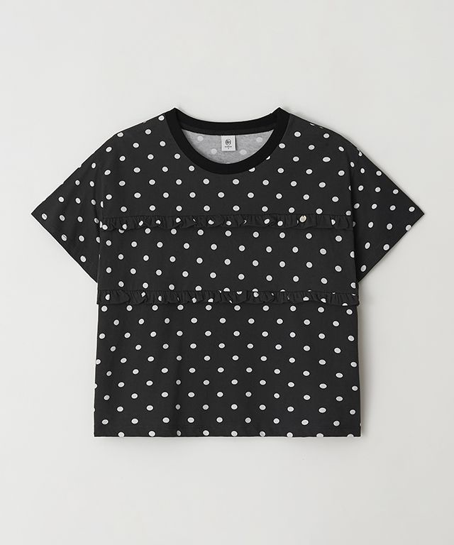 MUSINSA | RONRON PENDANT LINE FRILL BASIC FIT T SHIRT