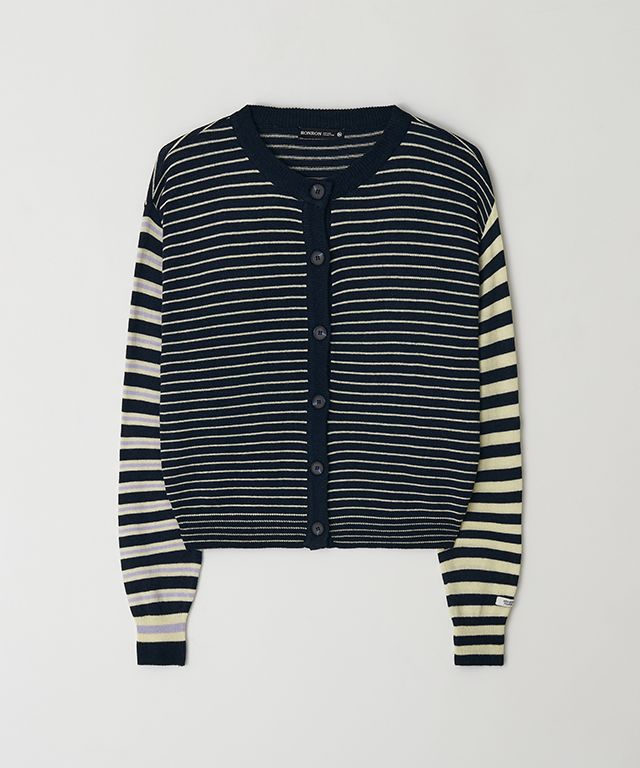 ◆RONRON TRIPLE STRIPE HARMONY KNIT CARDIGAN/5色◆ MUSINSA | RONRON TRIPLE STRIPE HARMONY KNIT CARDIGAN NAVY YELLOW