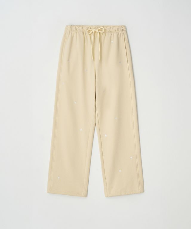 [RONRON]STAR EMBROIDERY SWEAT JOGGER パンツ★新作・25SS★ RONRON| STAR EMBROIDERY SWEAT JOGGER PANTS CREAM YELLOW