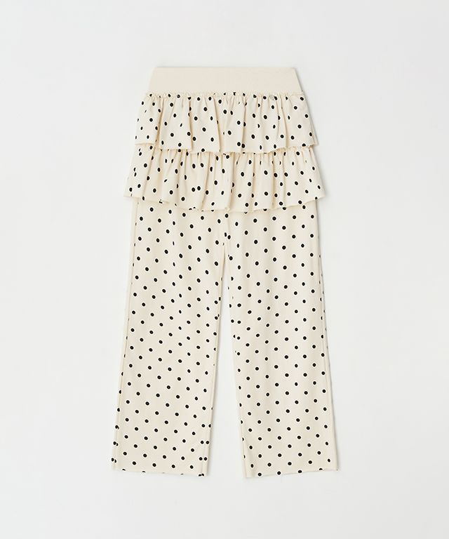 MUSINSA | RONRON DOT CANCAN RUFFLE LAYERED PANTSKIRT CREAM