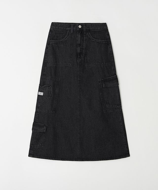 ★RONRON★ CARGO HEART STITCH POCKET DENIM LONG SKIRT MUSINSA | RONRON CARGO HEART STITCH POCKET DENIM LONG SKIRT