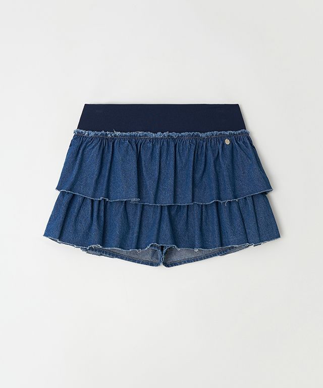 ◆RONRON CANCAN RUFFLE BANDING DENIM PANTSKIRT/2色◆ MUSINSA | RONRON CANCAN RUFFLE BANDING DENIM PANTSKIRT BLUE