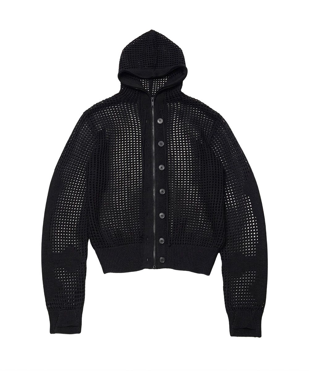 schism inducing シズニルック ワンピース 韓国 musinsa MUSINSA | SCHISM INDUCING CROSS MESH ZIP HOODIE BLACK