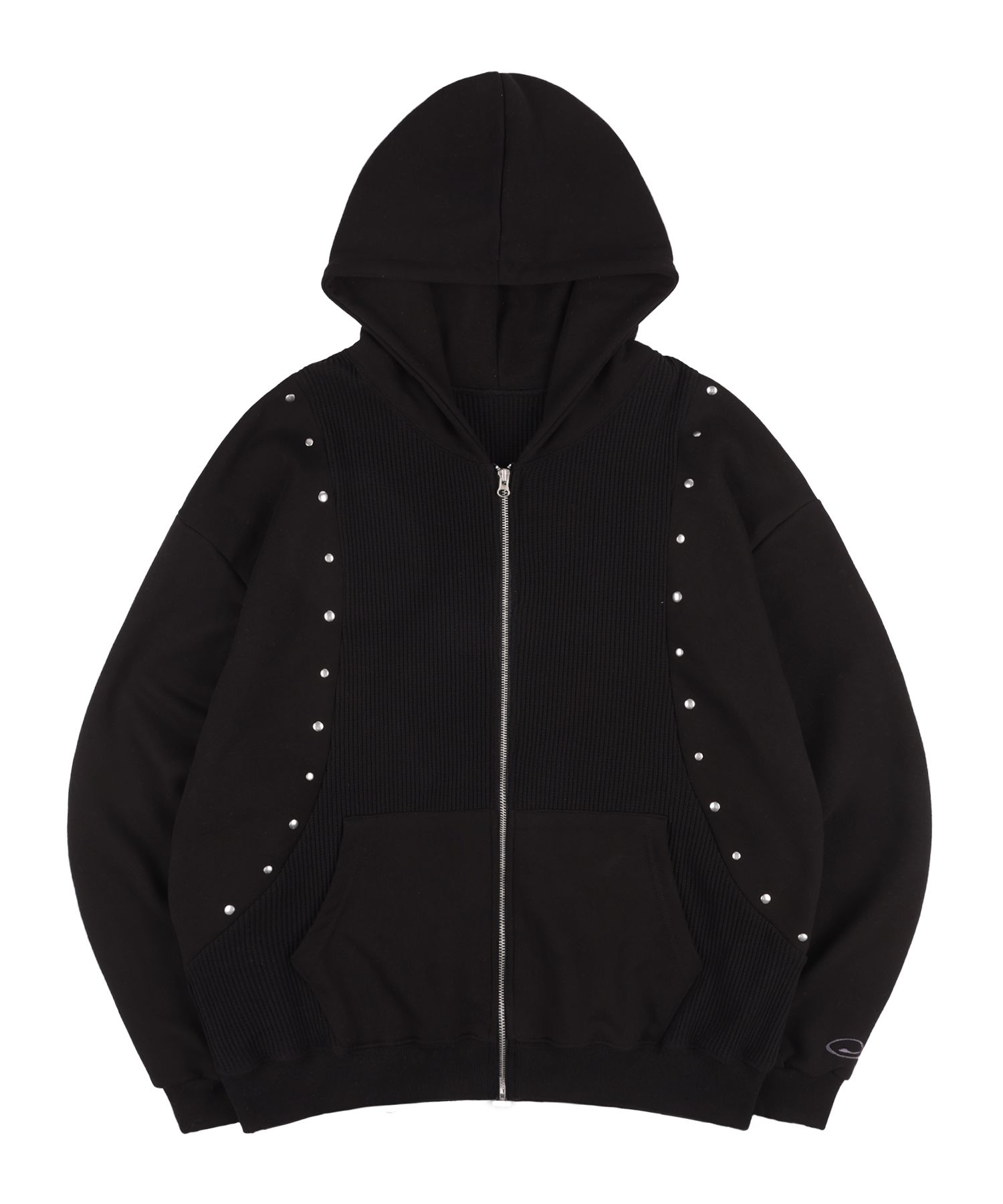 MUSINSA公式 | KAIFAI Waffle Stud Hoodie (Black) K25QA660