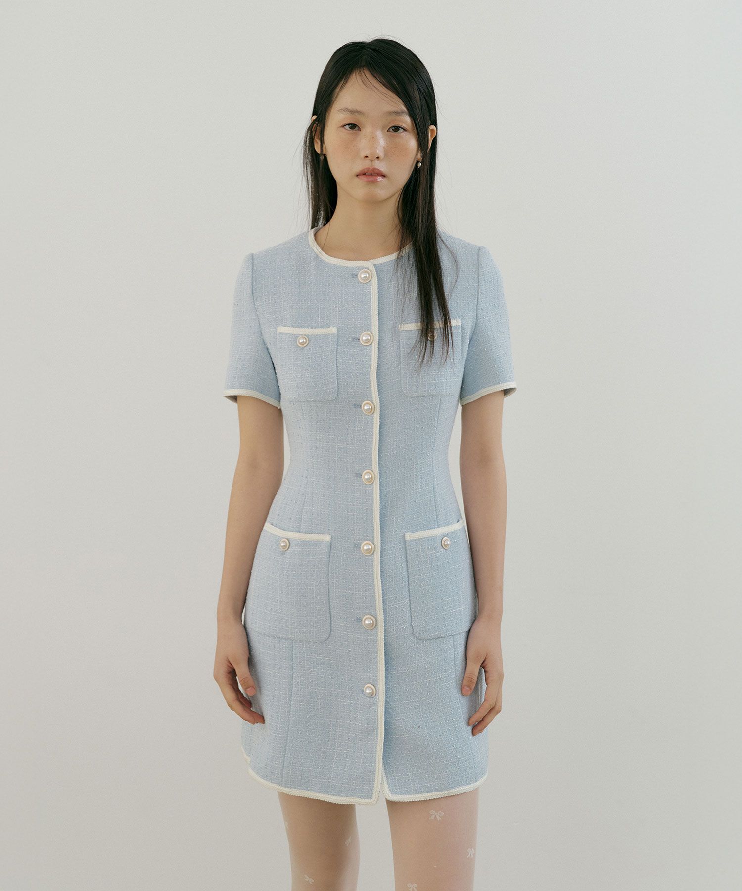 LUCIR ZU ■ Mary Tweed One-piece MUSINSA | LUCIR ZU Mary Tweed One-piece (sky blue)
