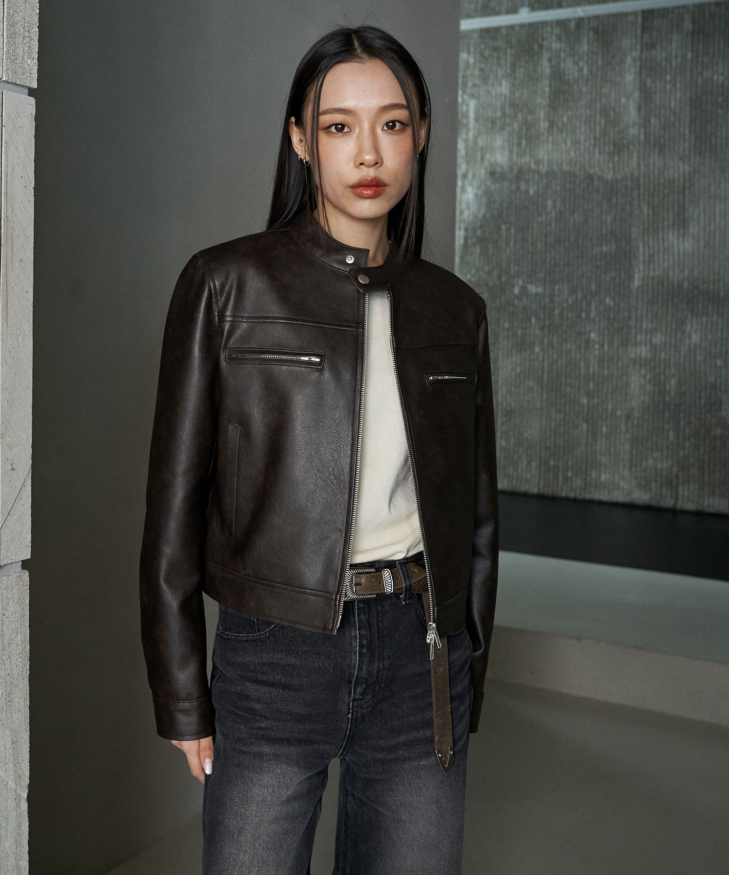 【SPERONE】25SS★ A-2 Washing Leather Jacket MUSINSA | SPERONE A-2 Washed Leather Jacket (Charcoal)