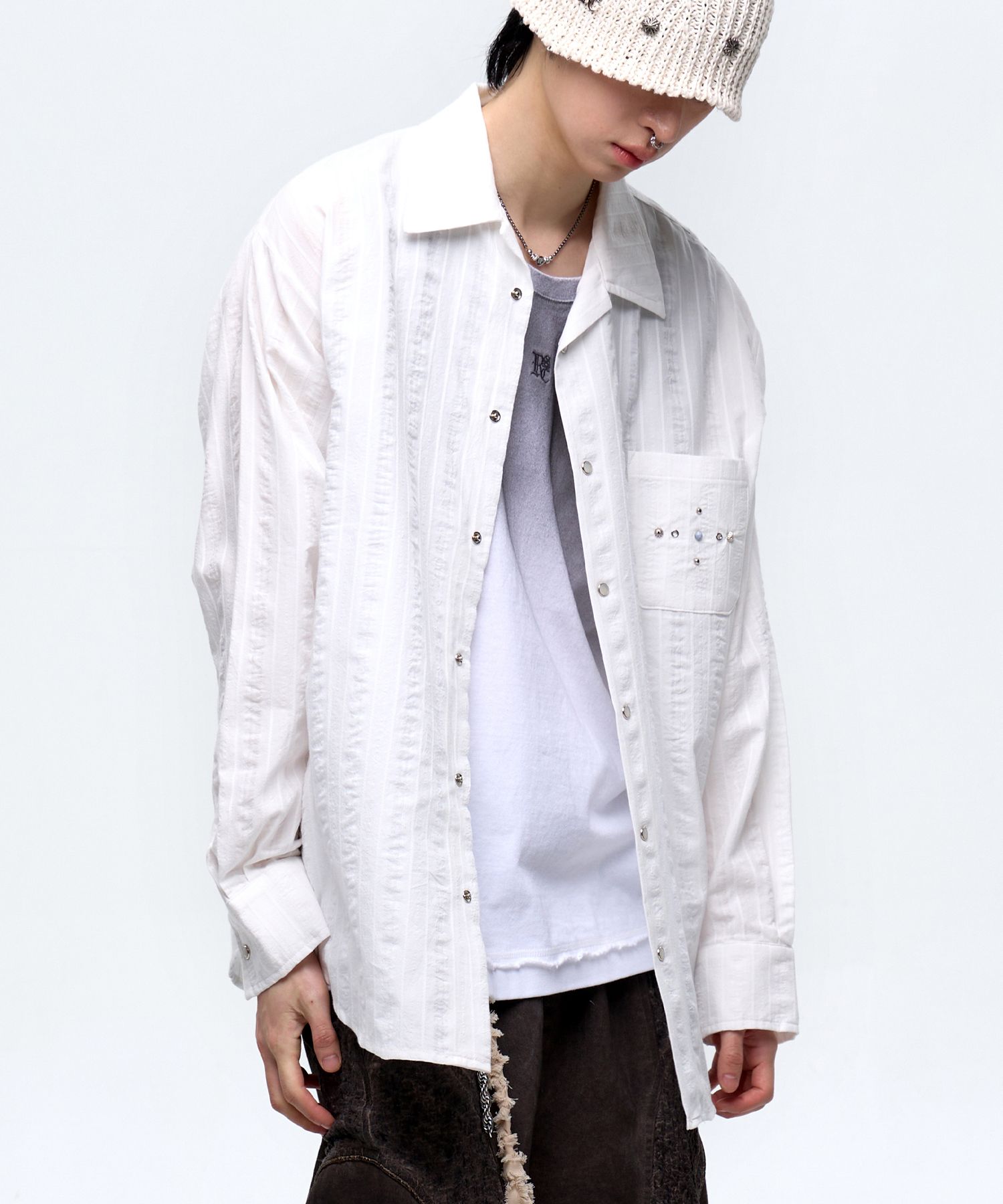 RSSC ■ RIVET WRINKLE STRIPE SHIRT MUSINSA | RSSC RIVET WRINKLE STRIPE SHIRT - NAVY