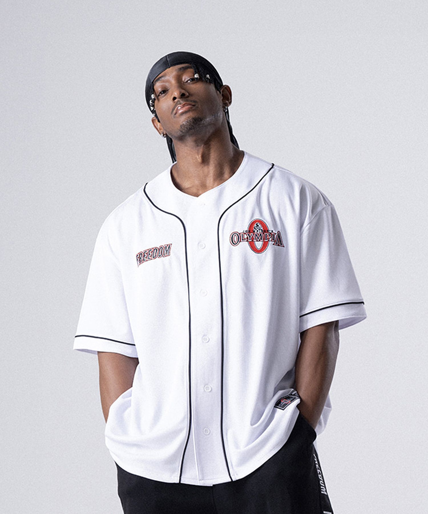MUSINSA | FREEDOM Olympia Baseball Jersey (White not used)