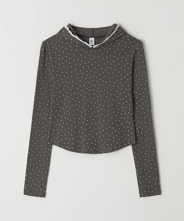 Tシャツ・カットソー RONRON LACE HOODIE SLIM LONG SLEEVE GREY STAR MUSINSA公式 | RONRON LACE HOODIE SLIM LONG SLEEVE CHARCOAL STAR