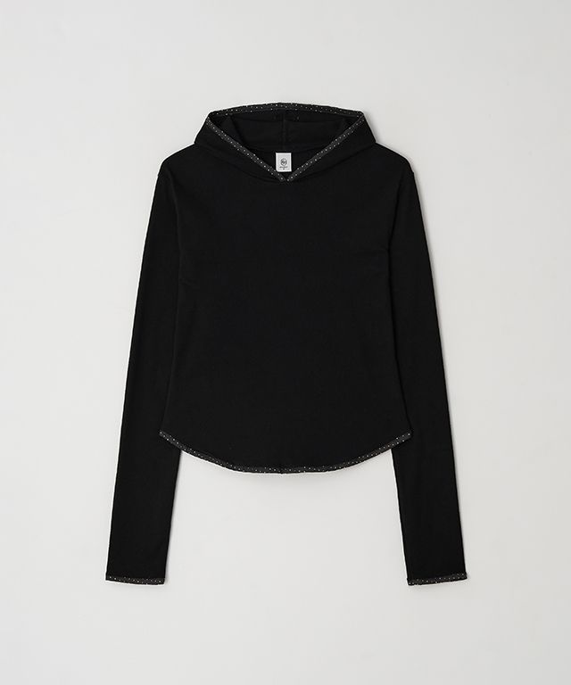 MUSINSA公式 | RONRON LINE POINT SLIM HOODIE LONG SLEEVE DOT BLACK