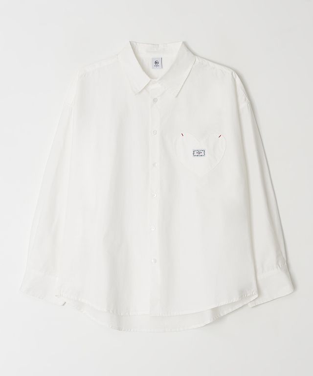 Tシャツ・カットソー RONRON HEART POCKET OVER FIT LONG SLEEVE T SHIRT WHITE HEART POCKET OVER FIT LONG SLEEVE T SHIRT WHITE MELANGE