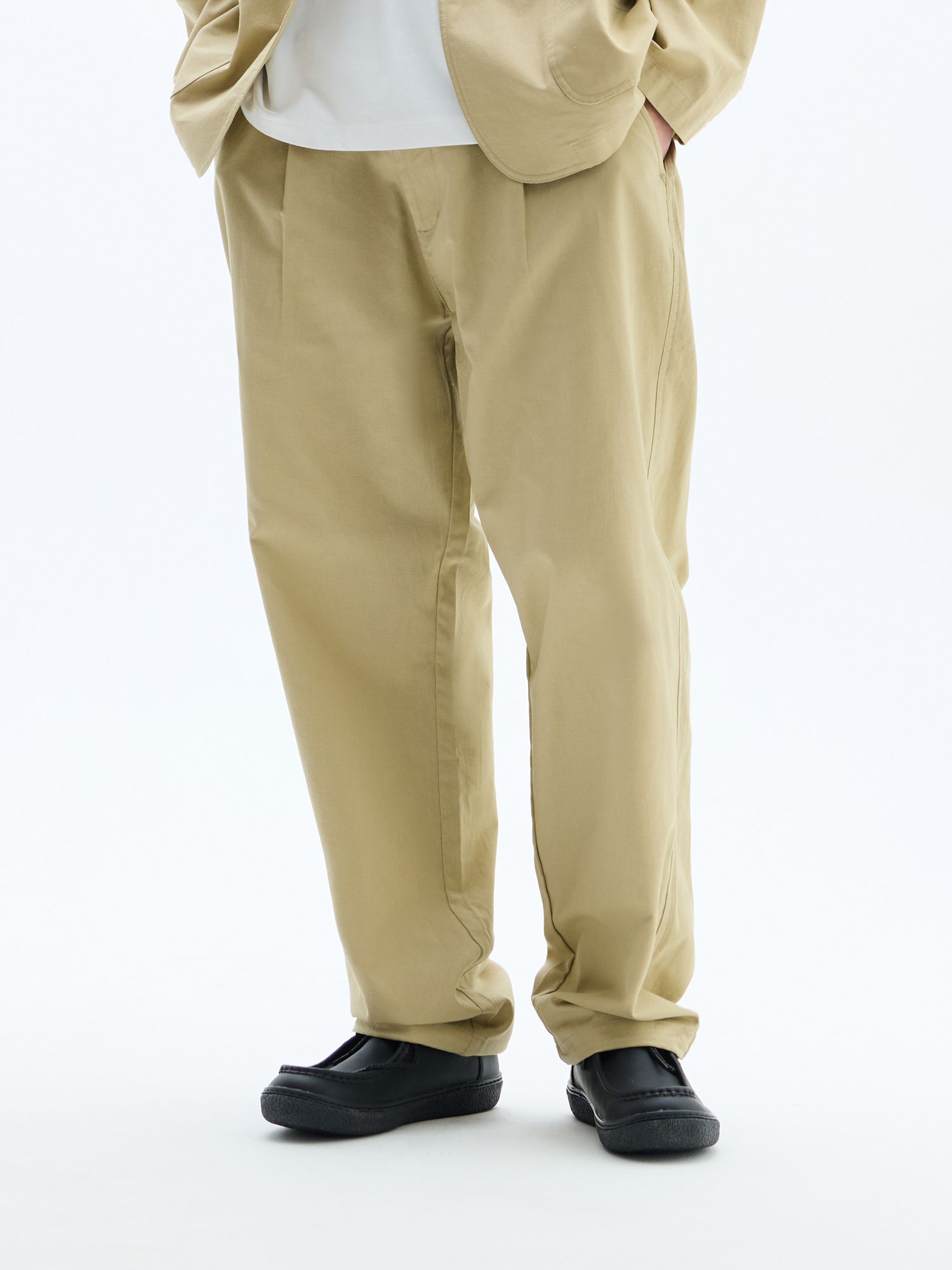 MUSINSA | JAMIE WEST One-tuck wide string pants (beige)