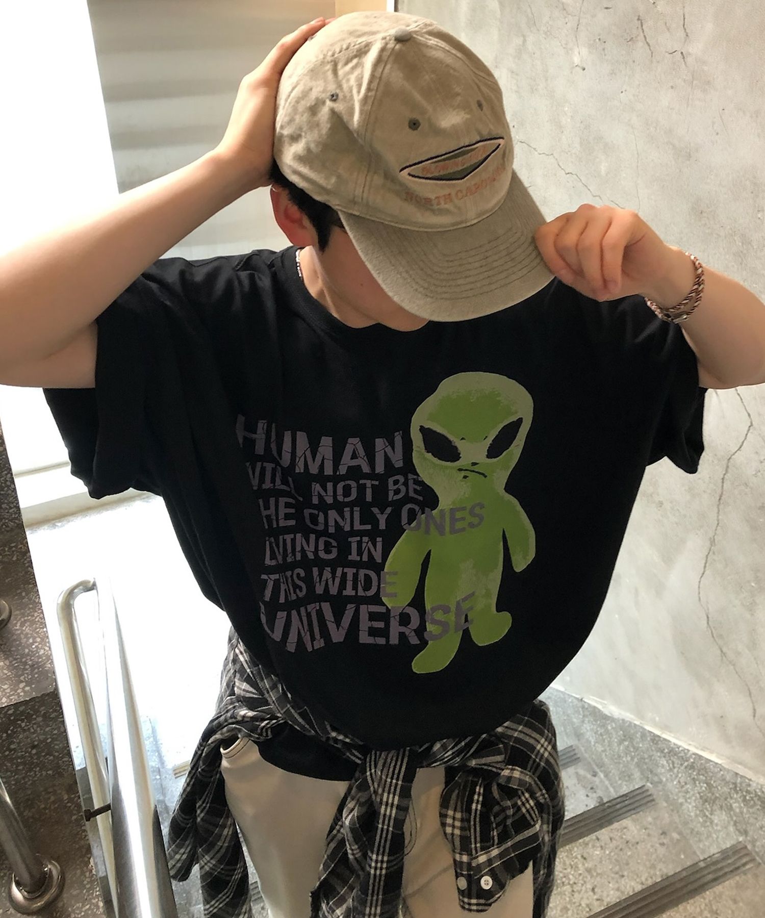 HOODHOOD ♥ Alien slogan overfit short sleeve t-shirt Alien Slogan Overfit Half Sleeve T-shirt - HOODHOOD | 60