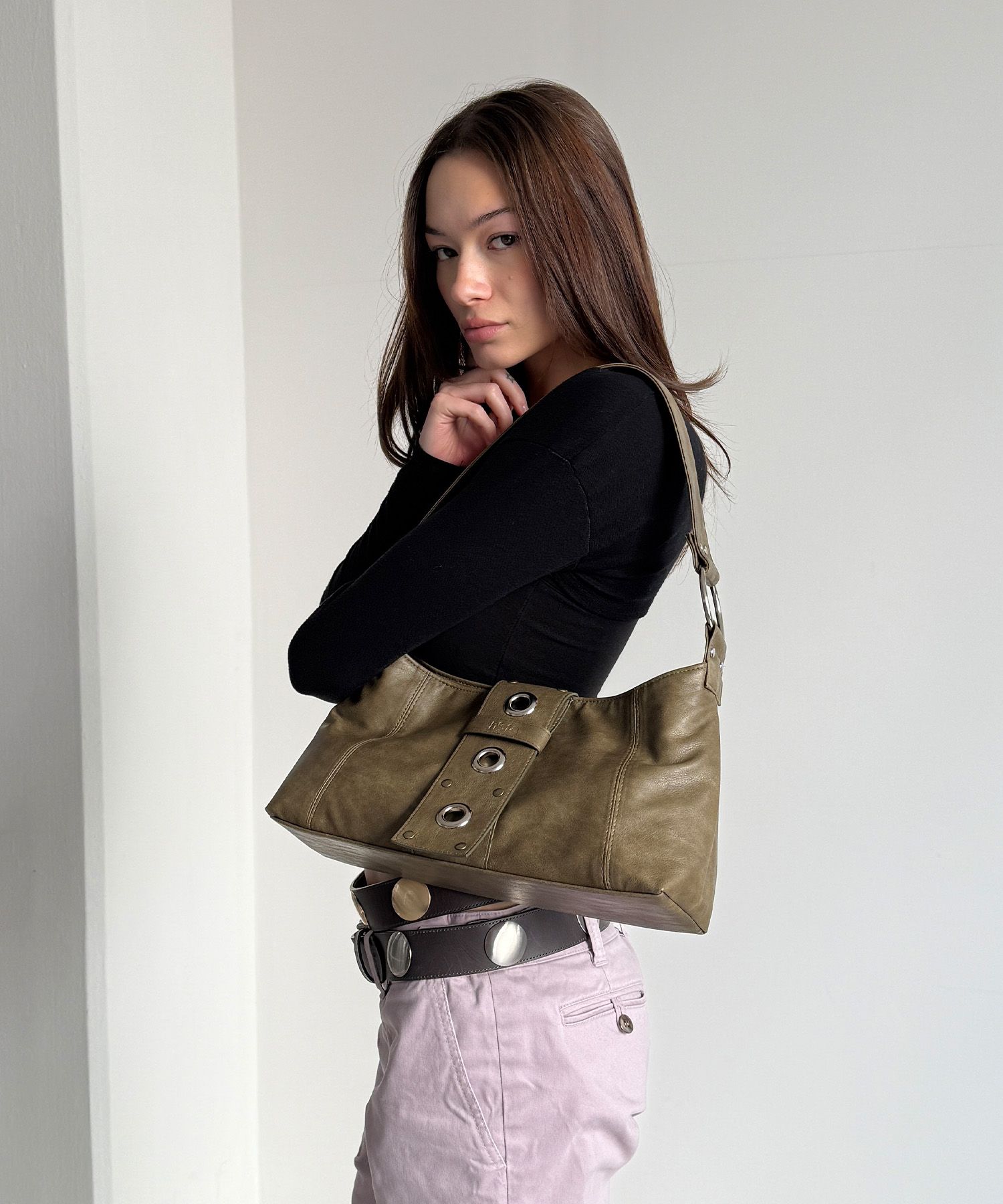 [HIETA]◆Belted Nita Medium BAG - Oilve Green◆ MUSINSA | HIETA Nita / Olive Green