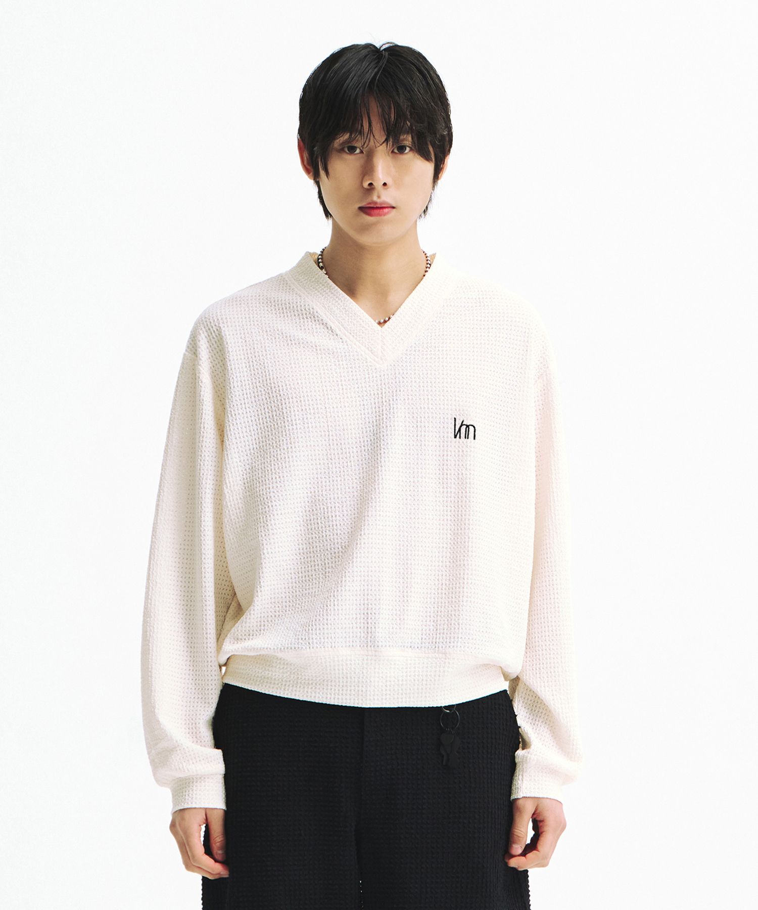 【LA MER MA MAISON】25SS★ MESH V-NECK KNIT MUSINSA | LA MER MA MAISON Mesh V-neck Knit Ivory