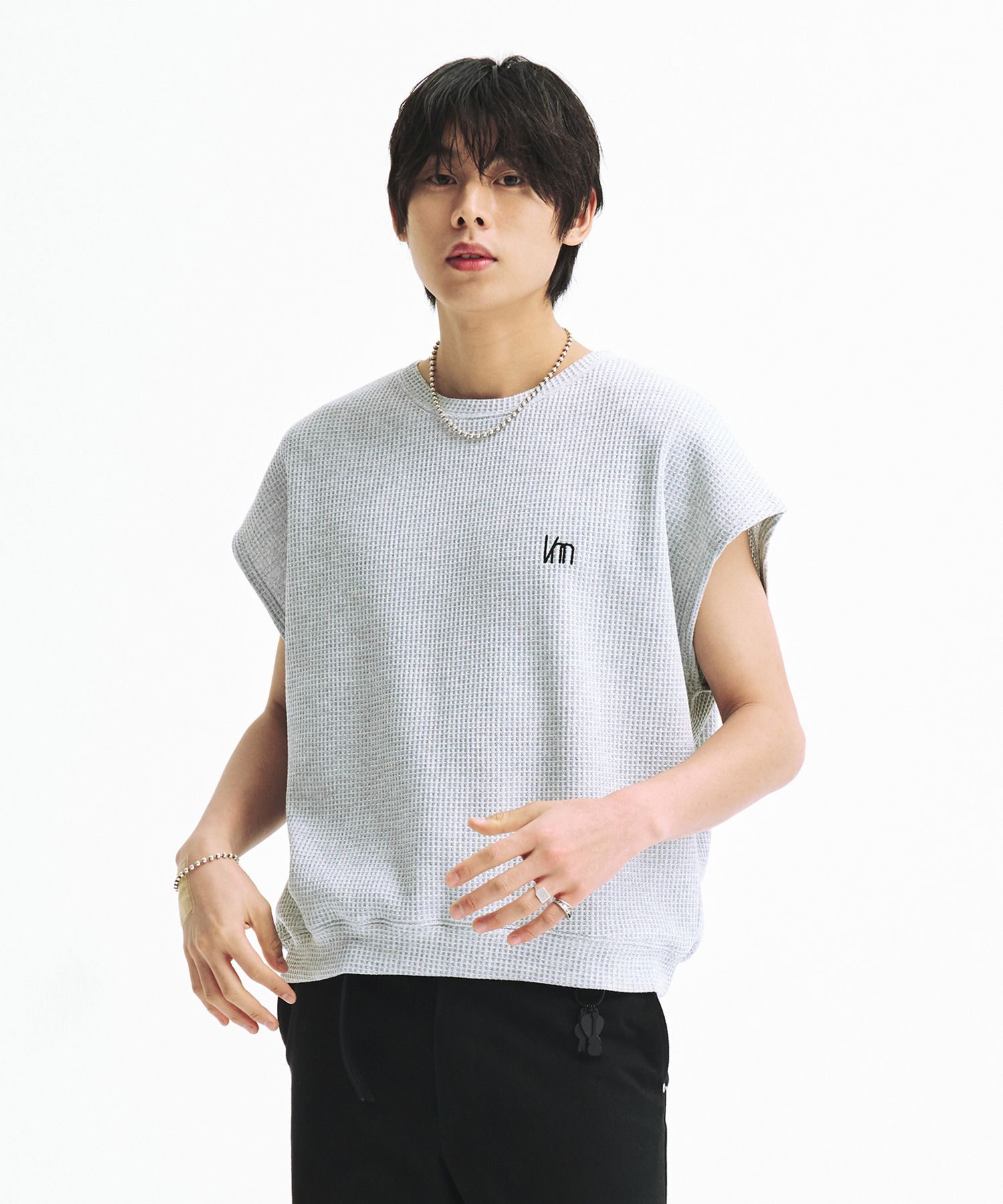 LA MER MA MAISONのSleeveless waffle knit 全2色 MUSINSA | LA MER MA MAISON Sleeveless waffle knit grey