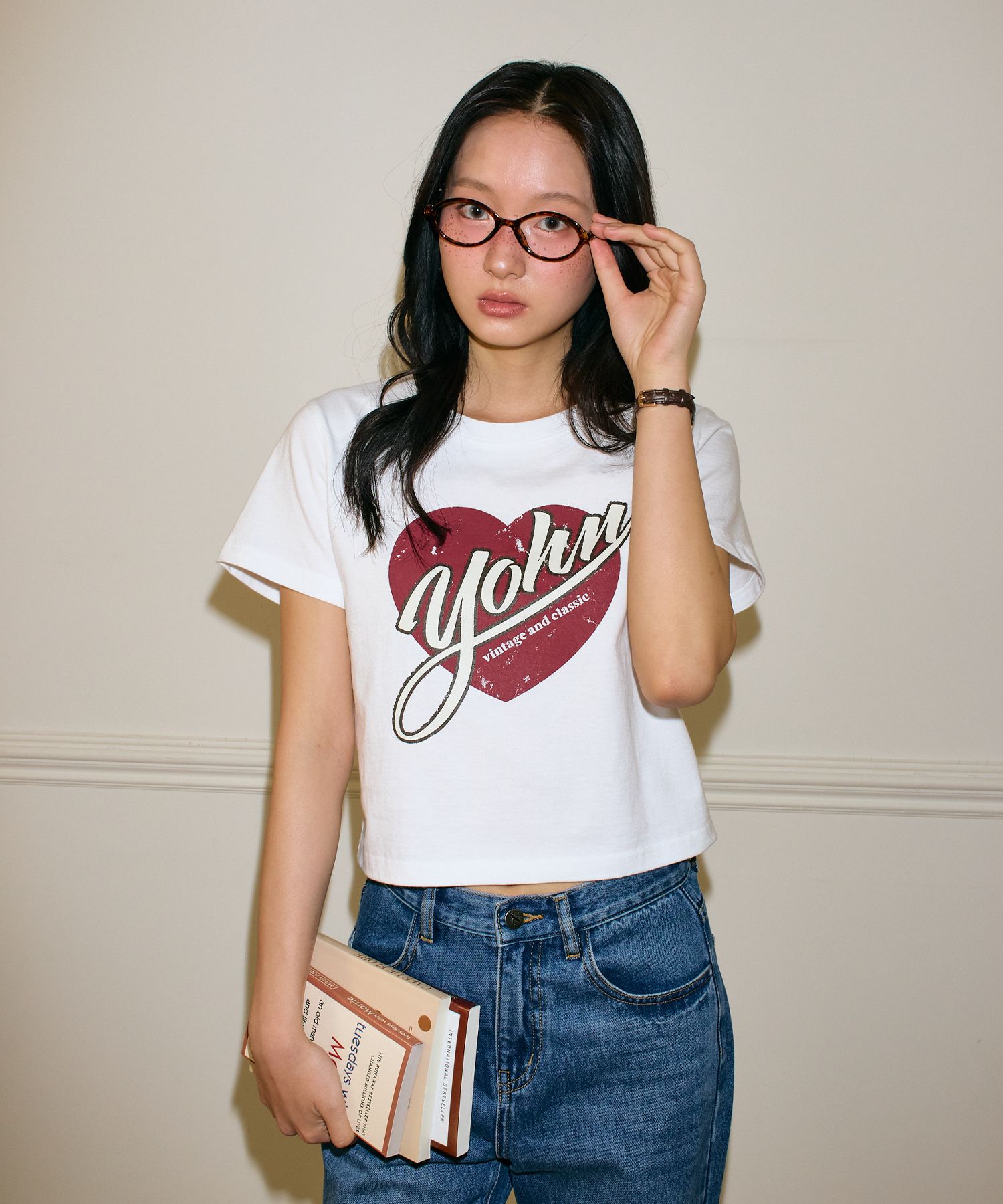 [SALONDEYOHN]Logo Heart Crop T/ハート クロップ Tシャツ MUSINSA | SALON DE YOHN Vintage Heart Crop T_ White