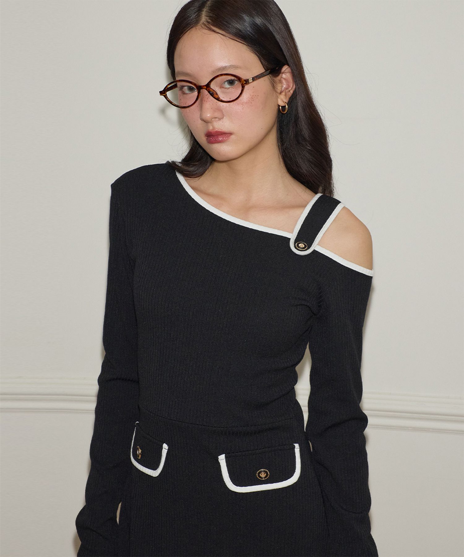 SALON DE YOHN ■ One Shoulder Long Sleeve Mini Dress MUSINSA | SALON DE YOHN One Shoulder Long Sleeve Mini Dress_