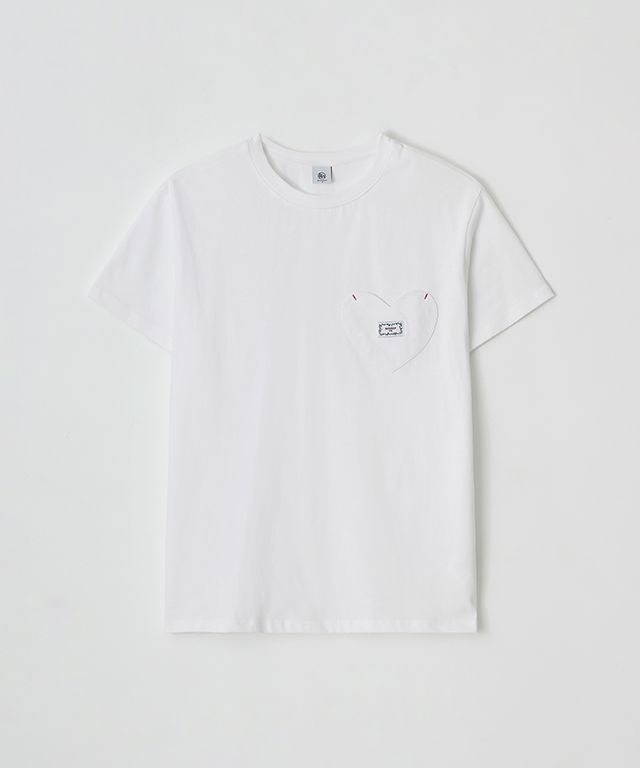25SS新作★RONRON★HEART POCKET OVER FIT SHORT SLEEVE T SHIRT RONRON HEART POCKET OVER FIT SHORT SLEEVE T SHIRT WHITE