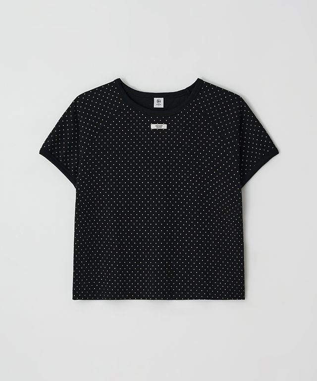Tシャツ・カットソー RONRON DOT RINGER PUFF T SHIRT NAVY RR25AST4142NV ◇RONRON◇ DOT RINGER PUFF T SHIRT NAVY DOT RINGER PUFF T