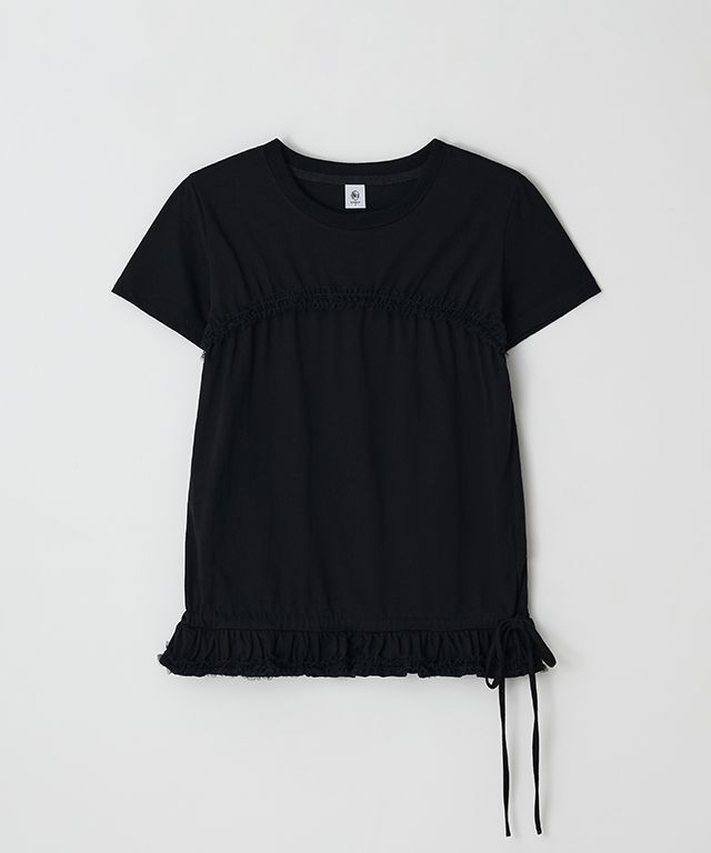 ★RONRON ★FRILL SHIRRING SHORT SLEEVE T SHIRT RONRON FRILL SHIRRING SHORT SLEEVE T SHIRT WHITE – SeoulSeoul