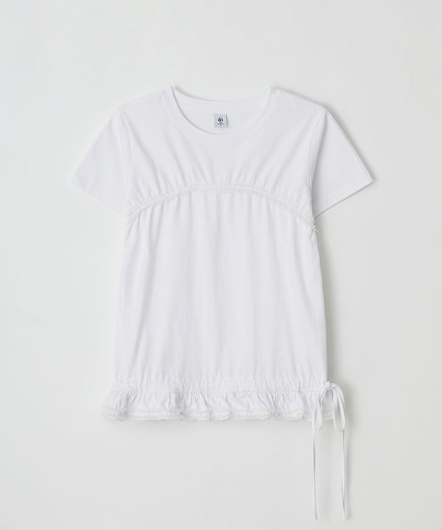 Tシャツ・カットソー RONRON FRILL SHIRRING SLEEVE T SHIRT 5BNY763 MUSINSA | RONRON FRILL SHIRRING SHORT SLEEVE T SHIRT WHITE