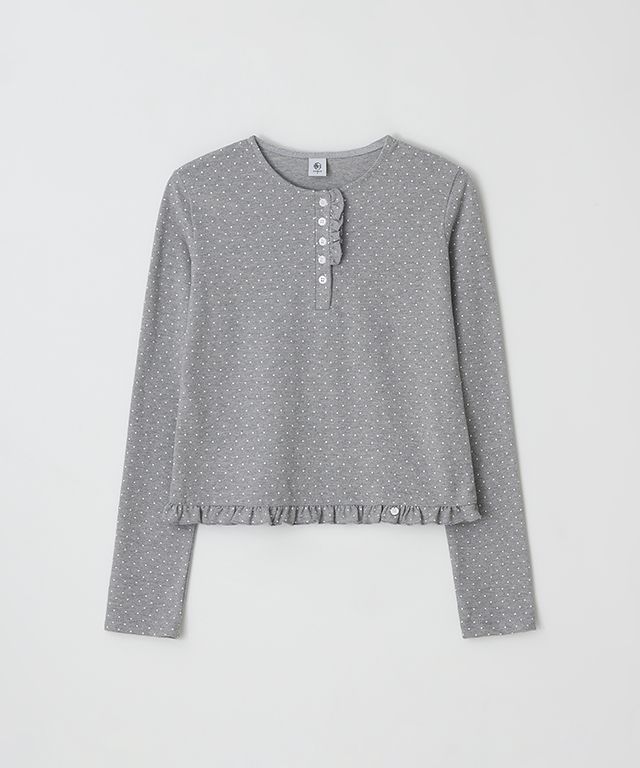 ★大人気★RONRON★25SS★DOT RUFFLE LONG SLEEVE T SHIRT MUSINSA | RONRON DOT RUFFLE LONG SLEEVE T SHIRT GREY