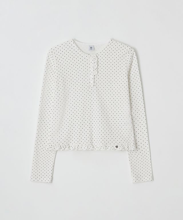 ★大人気★RONRON★25SS★DOT RUFFLE LONG SLEEVE T SHIRT MUSINSA | RONRON DOT RUFFLE LONG SLEEVE T SHIRT WHITE