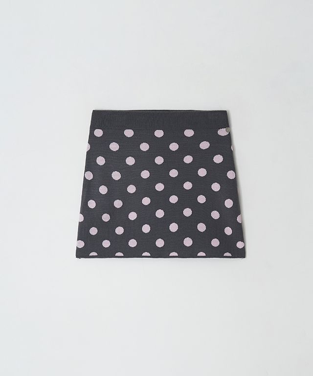 ミニスカート RONRON DOT PATTERN BANDING KNIT MINI SKIRT CHARCOAL PINK DOT DOT PATTERN BANDING KNIT MINI SKIRT CHARCOAL PINK DOT