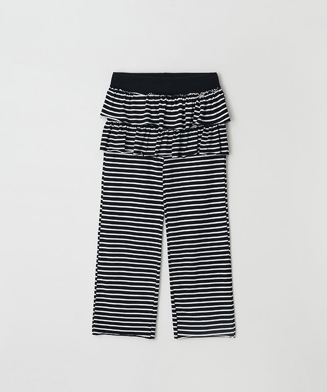 MUSINSA | RONRON STRIPE CANCAN RUFFLE LAYERED PANTSKIRT NAVY