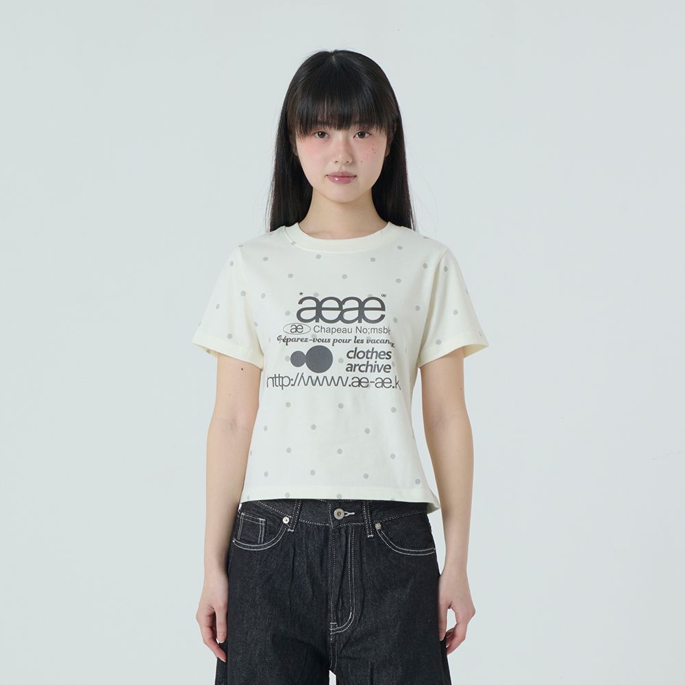 MUSINSA公式 | AEAE WEB LOGO DOT CROP T-SHIRTS [CREAM]