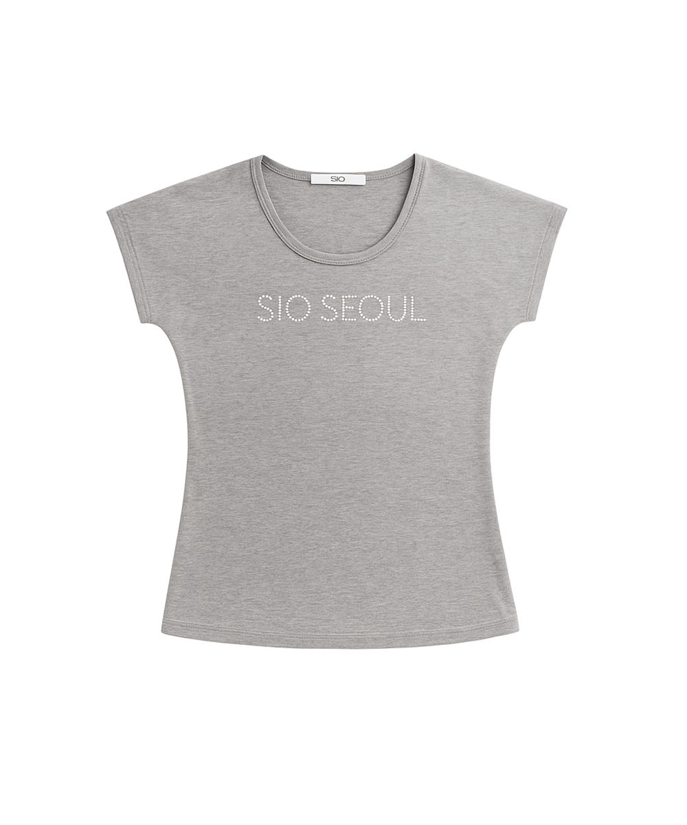★SIO★SIO SEOUL PEARL SHORT SLEEVE TOP[MELANGE]★韓国送料込 MUSINSA公式 | SIO Sio Seoul Pearl Short Sleeve Top [Melange]