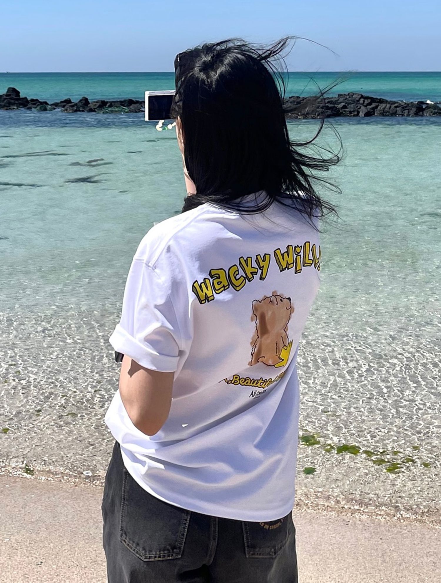 MUSINSA | WACKY WILLY Ponte Kiki Short Sleeve T-Shirt White