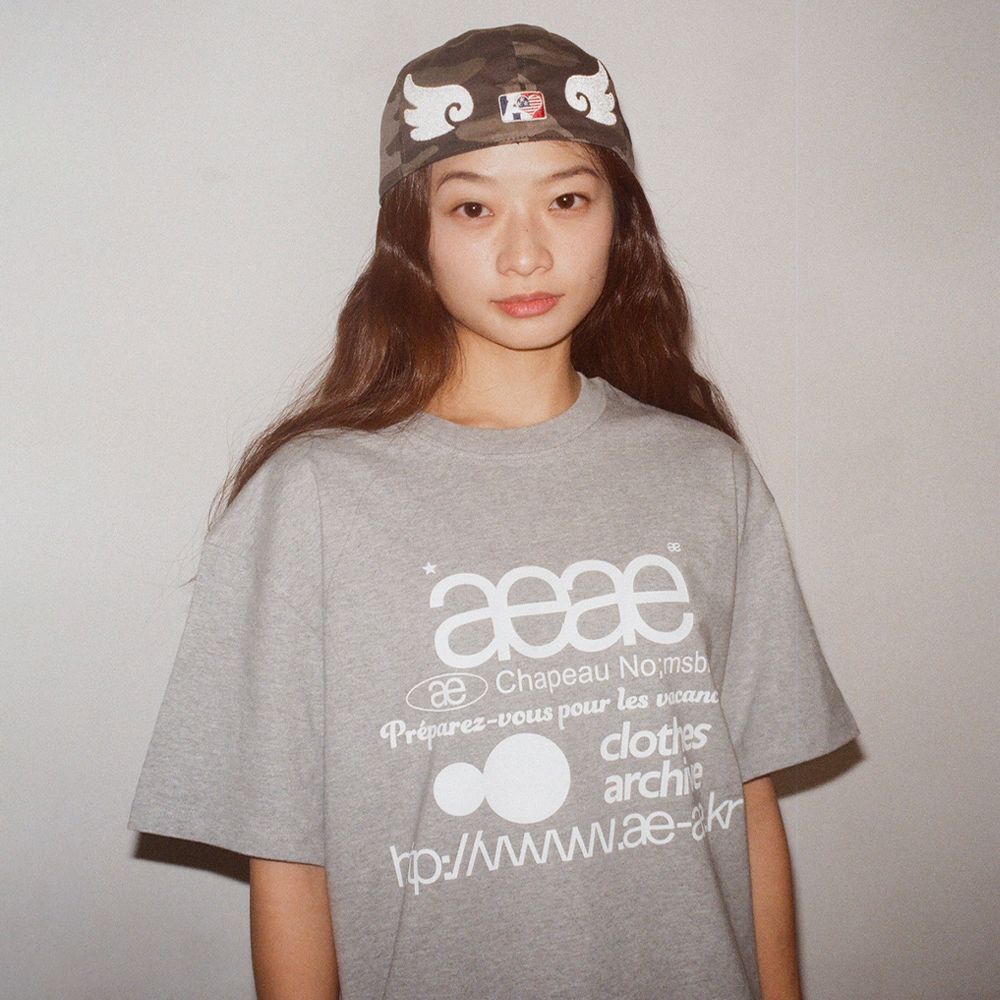 Tシャツ・カットソー AEAE STICKER TSHIRTS MELANGE GREY AE45SWTS006MNG MUSINSA | AEAE WEB LOGO T-SHIRTS [MELANGE GREY]