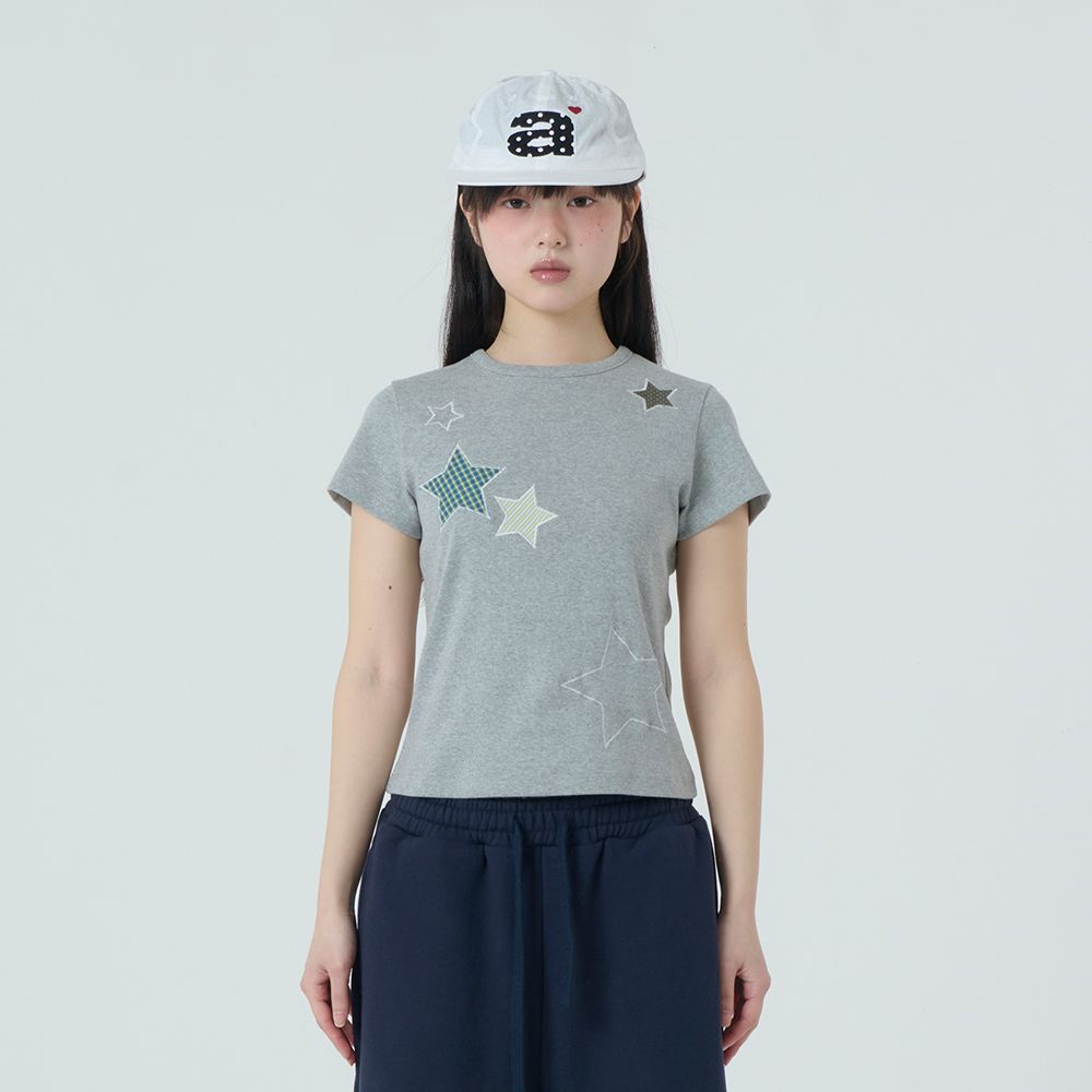 MUSINSA | AEAE CHECK STAR TEE [MELANGE GREY]