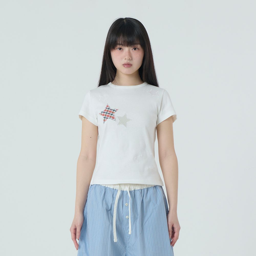 MUSINSA | AEAE CHECK STAR TEE [WHITE]
