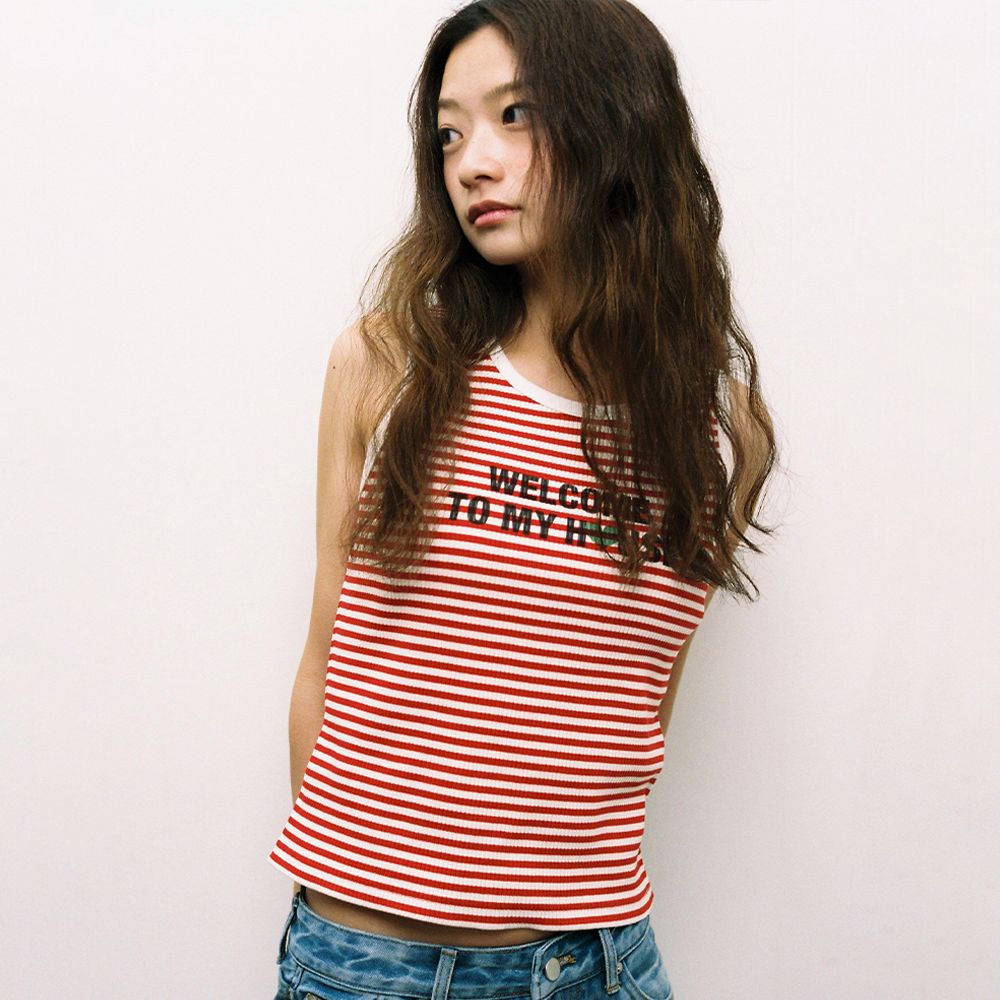Tシャツ・カットソー AEAE WELCOME TO MY HOUSE SLEEVELESS RED AE45SWSL002RED MUSINSA | AEAE WELCOME TO MY HOUSE SLEEVELESS [RED]