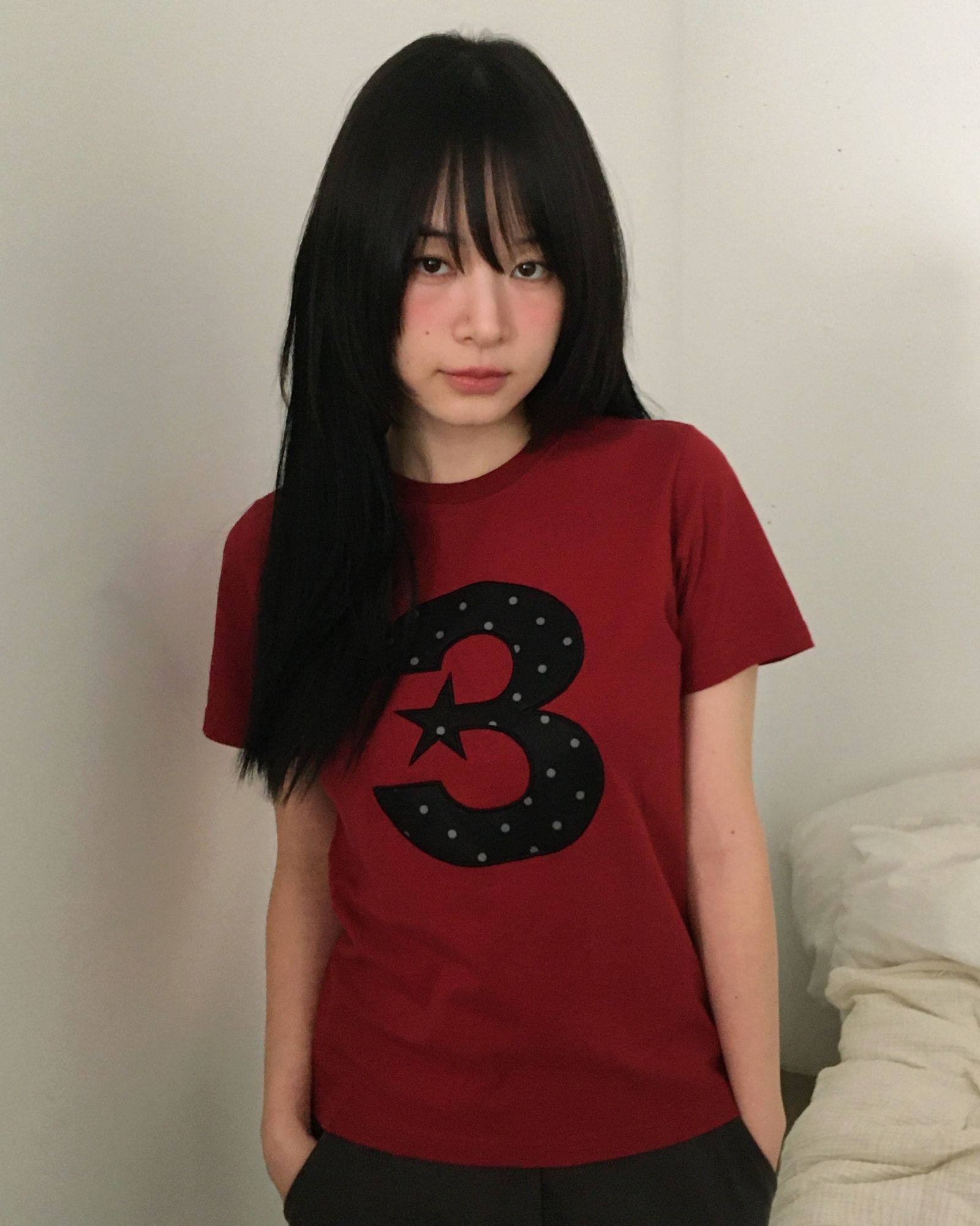 MUSINSA公式 | BAUF 3 logoドットスリムフィットTシャツ[レッド]