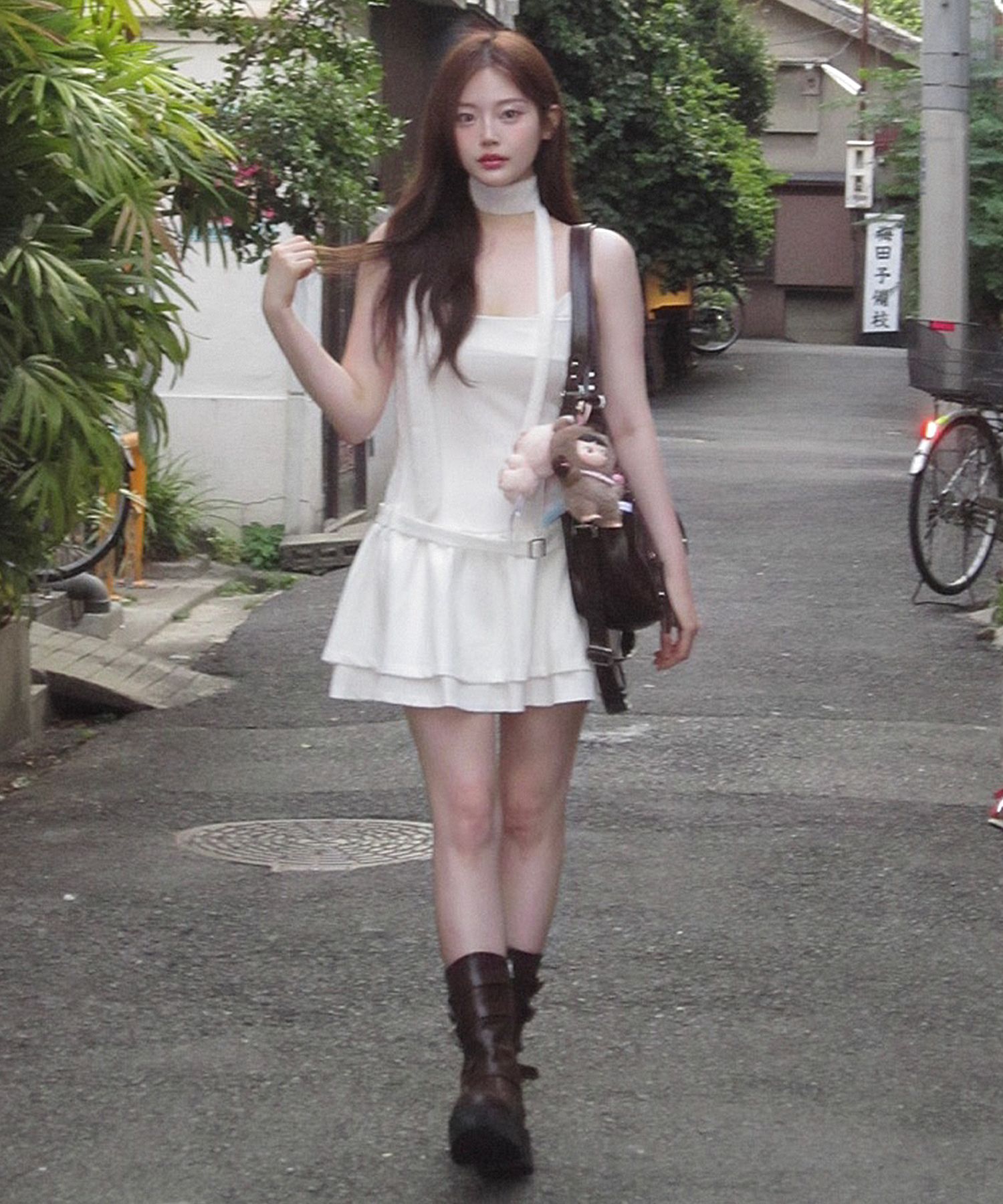 [ILLIGO] Striped color block ruffle one-piece dress /追跡付 MUSINSA | ILLIGO Striped color block ruffle one piece black